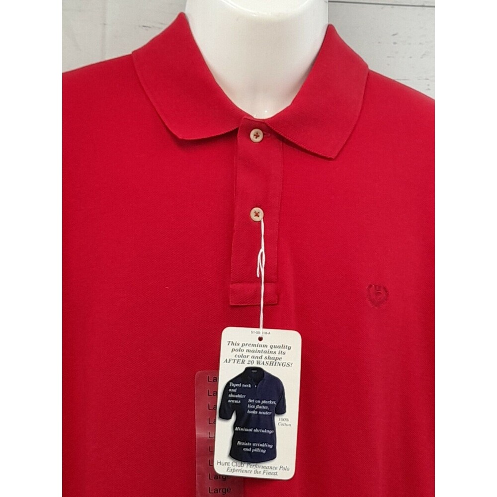 Vtg Mens Hunt Club Golf Polo Shirt Red Short Sleeve New with tags L - Picture 2 of 11